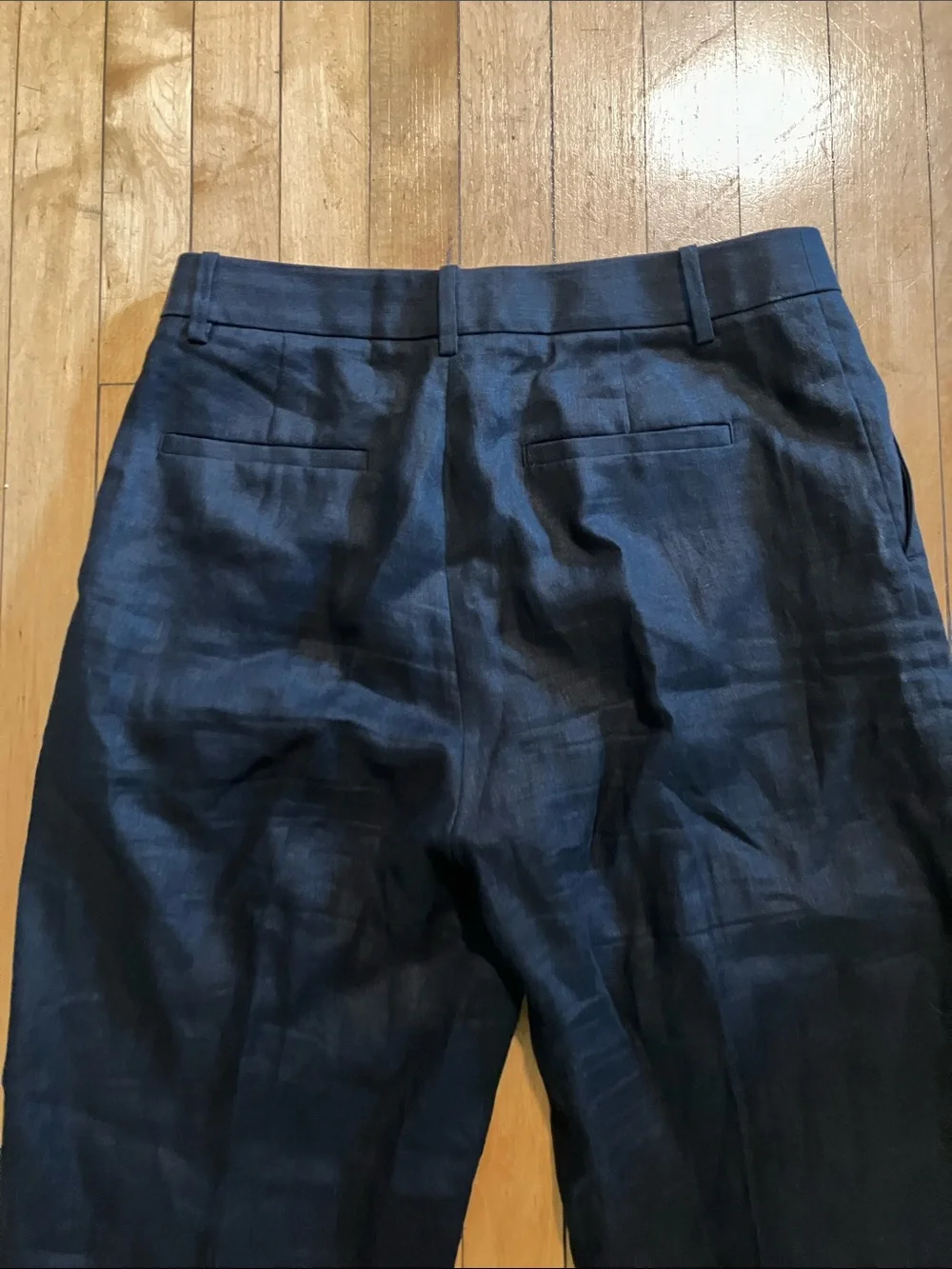 Banana Republic Black Linen Pleated Trousers Size 8 Long